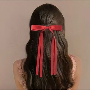 ‧˚✮ Satin Hair Bow Ribbon Metal Clip Barrette Any Occasion All Season